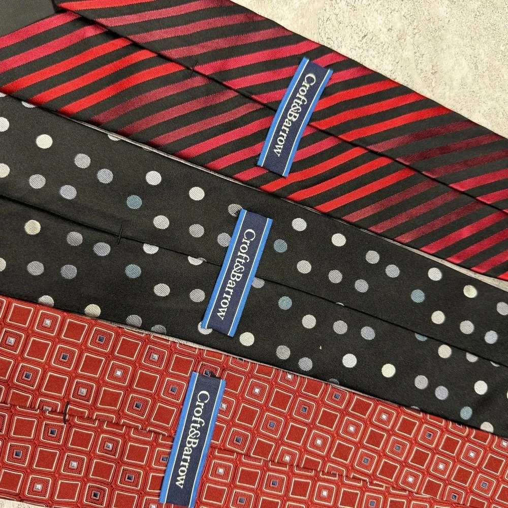 Croft & Barrow Silk Tie Set 3 Mens One Size Multicolor Striped 100% Silk Necktie
